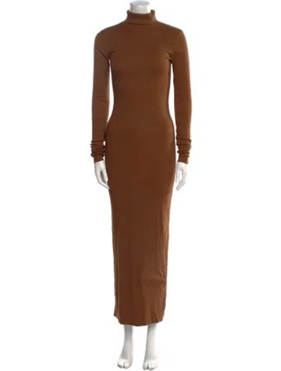 Pre-owned Éterne Turtleneck Long Dress In Gray