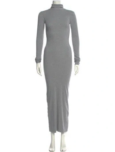Pre-owned Éterne Turtleneck Long Dress In Gray
