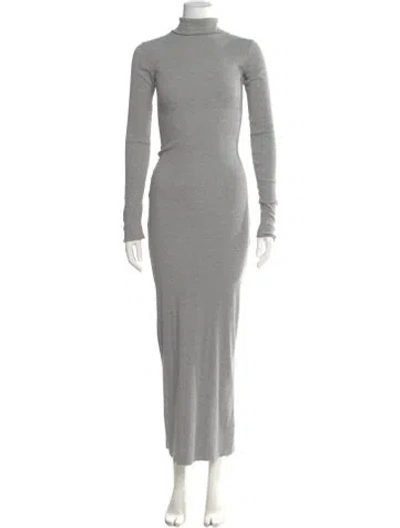 Pre-owned Éterne Turtleneck Long Dress In Gray
