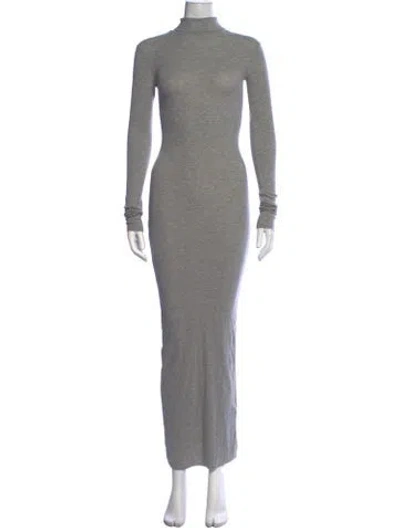 Pre-owned Éterne Turtleneck Long Dress In Grey