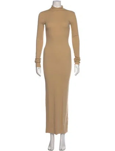 Pre-owned Éterne Turtleneck Long Dress In Neutral