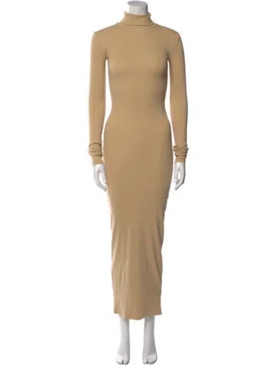Pre-owned Éterne Turtleneck Long Dress In Neutral