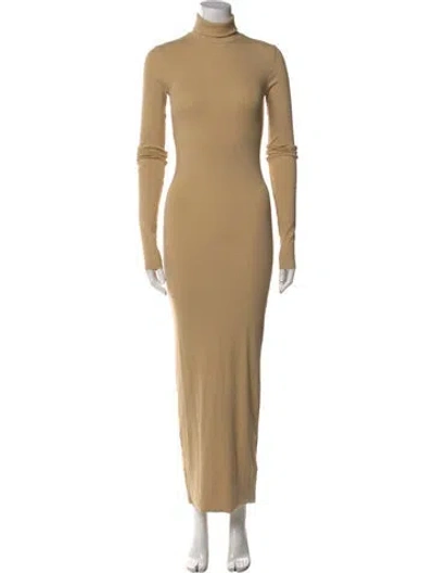 Pre-owned Éterne Turtleneck Long Dress In Neutral