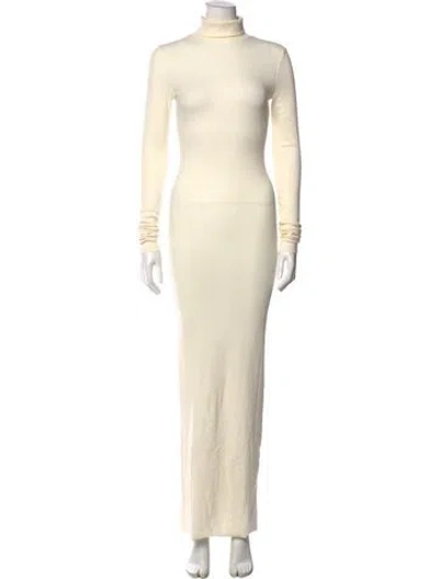 Pre-owned Éterne Turtleneck Long Dress In Neutral