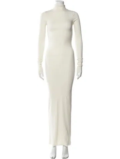Pre-owned Éterne Turtleneck Long Dress In Neutral