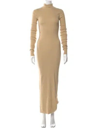 Pre-owned Éterne Turtleneck Long Dress In Neutral