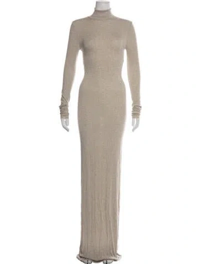 Pre-owned Éterne Turtleneck Long Dress In Neutrals