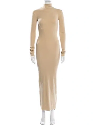 Pre-owned Éterne Turtleneck Long Dress In Neutrals
