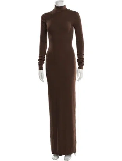 Pre-owned Éterne Turtleneck Long Dress W/ Tags In Brown