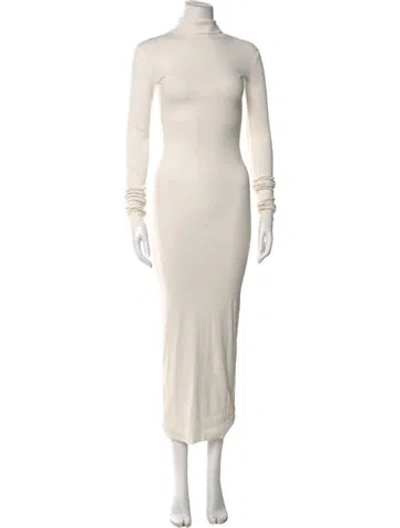 Pre-owned Éterne Turtleneck Long Dress In White