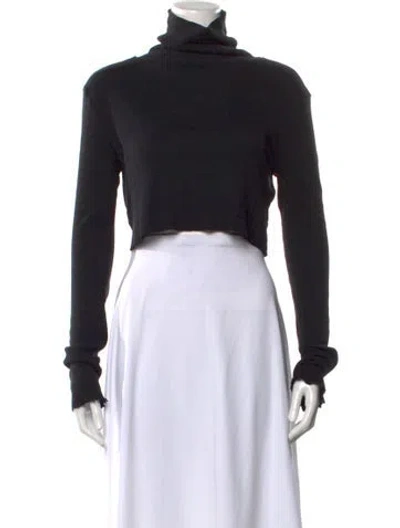 Pre-owned Éterne Turtleneck Long Sleeve Crop Top In Black