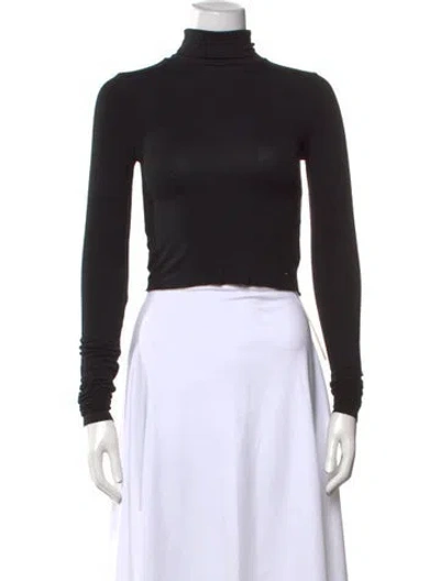 Pre-owned Éterne Turtleneck Long Sleeve Crop Top In Black