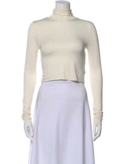 Pre-owned Éterne Turtleneck Long Sleeve Crop Top In Neutral