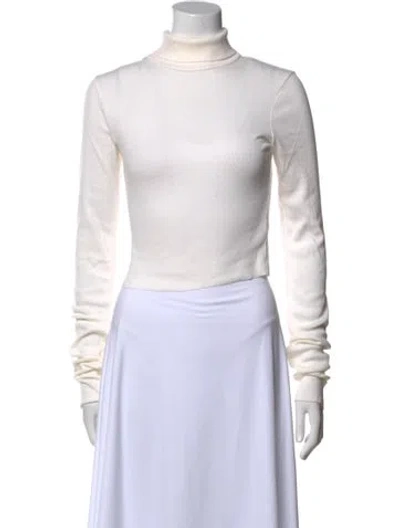 Pre-owned Éterne Turtleneck Long Sleeve Crop Top In Neutral