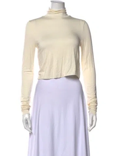Pre-owned Éterne Turtleneck Long Sleeve Crop Top In Neutrals