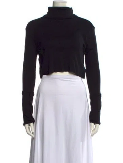 Pre-owned Éterne Turtleneck Long Sleeve Crop Top W/ Tags In Black