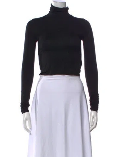 Pre-owned Éterne Turtleneck Long Sleeve Crop Top W/ Tags In Black