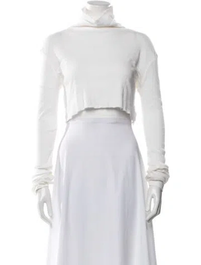 Pre-owned Éterne Turtleneck Long Sleeve Crop Top In White