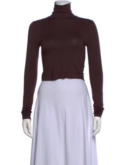 Pre-owned Éterne Turtleneck Long Sleeve T-shirt In Brown