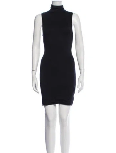 Pre-owned Éterne Turtleneck Mini Dress In Blue