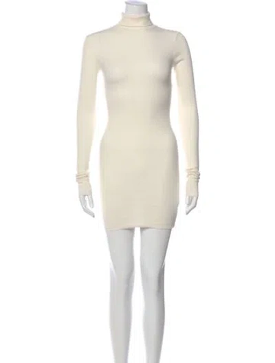 Pre-owned Éterne Turtleneck Mini Dress In Neutral