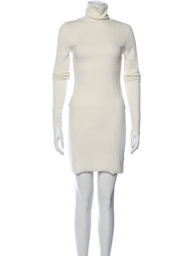 Pre-owned Éterne Turtleneck Mini Dress In Neutral