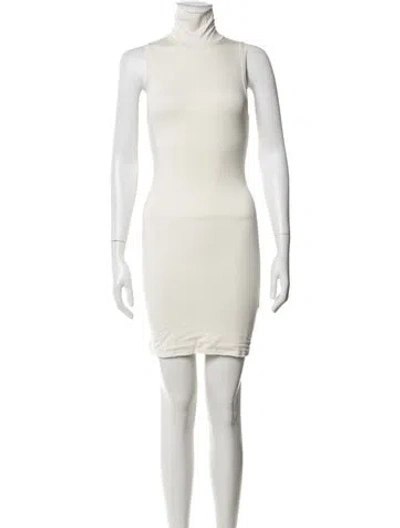 Pre-owned Éterne Turtleneck Mini Dress In Neutrals
