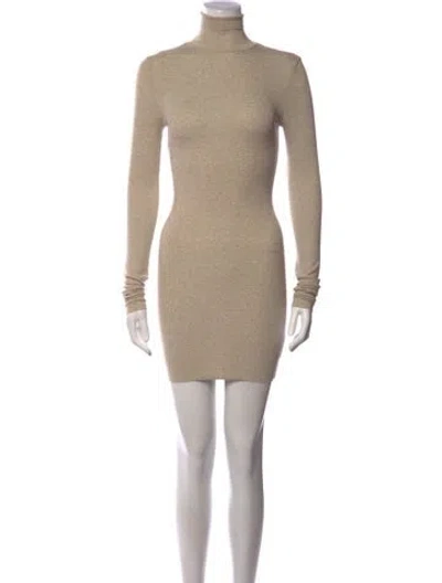 Pre-owned Éterne Turtleneck Mini Dress In Neutrals