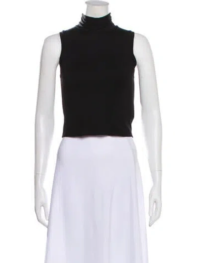 Pre-owned Éterne Turtleneck Sleeveless Crop Top In Black