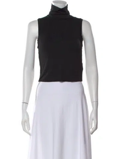 Pre-owned Éterne Turtleneck Sleeveless Crop Top In Black