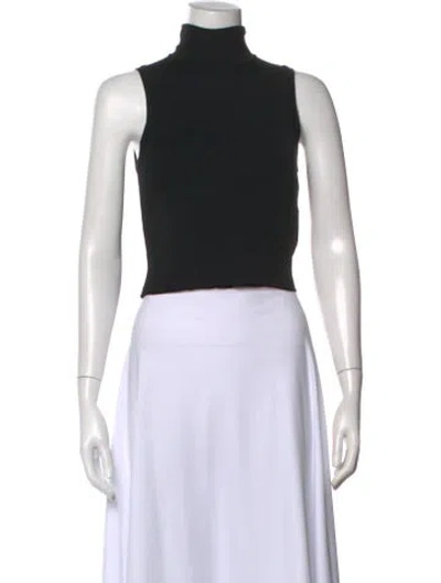 Pre-owned Éterne Turtleneck Sleeveless Crop Top In Gray