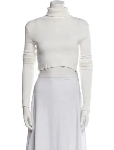 Pre-owned Éterne Turtleneck Three-quarter Sleeve Crop Top In Neutral