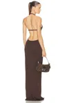 Éterne Vivian Halter Maxi Dress In Brown