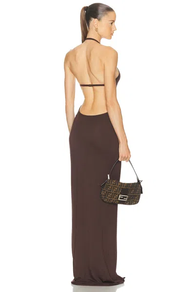 Éterne Vivian Halter Maxi Dress In Brown