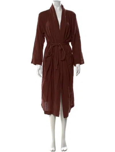 Pre-owned Éterne V-neck Long Dress In Brown