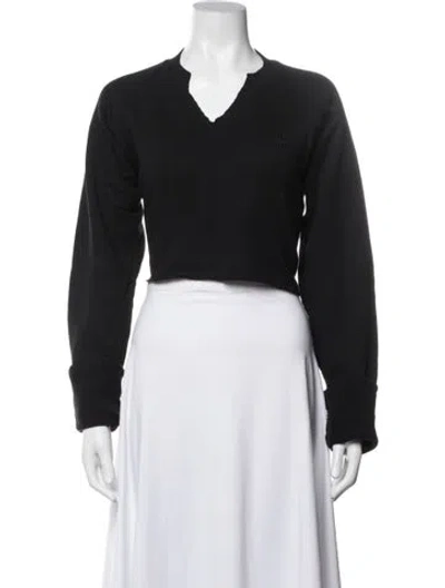 Pre-owned Éterne V-neck Long Sleeve Crop Top W/ Tags In Blue