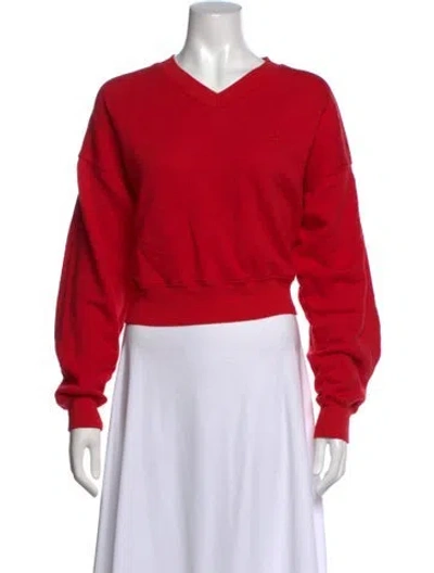 Pre-owned Éterne V-neck Long Sleeve Sweatshirt In Red