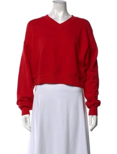 Pre-owned Éterne V-neck Long Sleeve Sweatshirt In Red