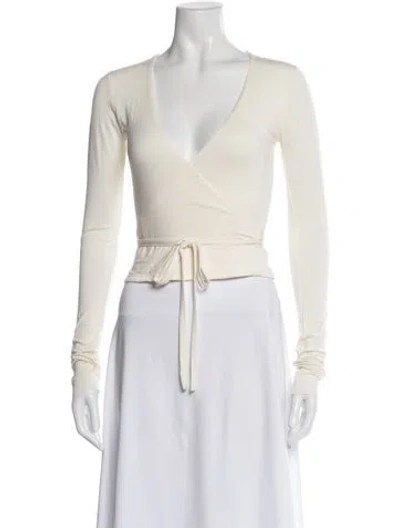 Pre-owned Éterne V-neck Long Sleeve Top In Neutral
