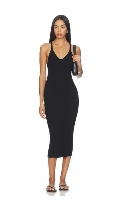 Éterne V-neck Racerback Midi Dress In Black