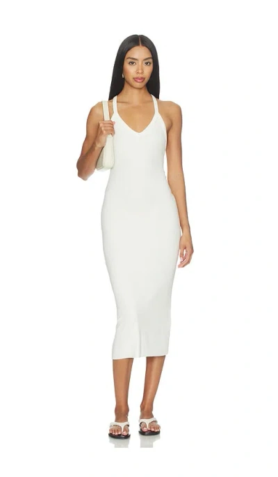 Éterne V-neck Racerback Midi Dress In White