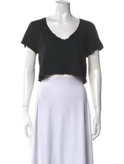 Pre-owned Éterne V-neck Short Sleeve Crop Top In Black