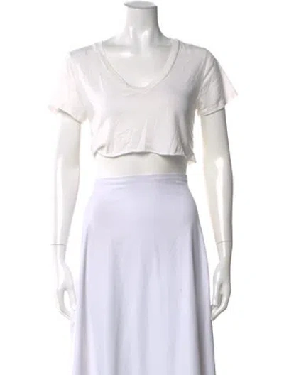 Pre-owned Éterne V-neck Short Sleeve Crop Top In White