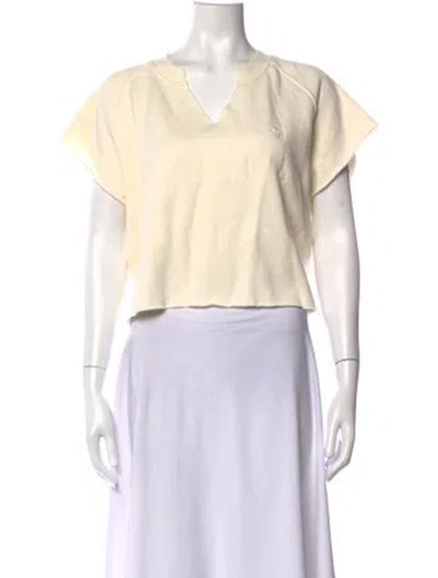 Pre-owned Éterne V-neck Short Sleeve T-shirt In Neutrals