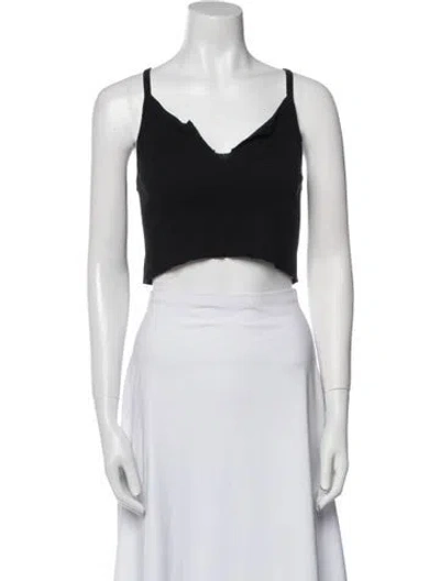 Pre-owned Éterne V-neck Sleeveless Crop Top In Gray