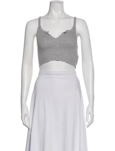 Pre-owned Éterne V-neck Sleeveless Crop Top In Gray