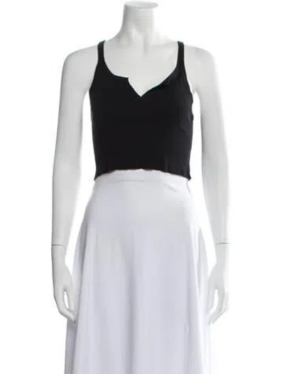 Pre-owned Éterne V-neck Sleeveless Crop Top In Grey