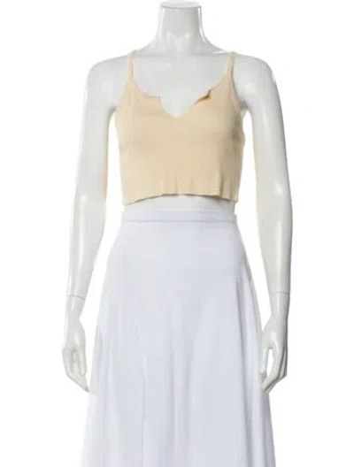 Pre-owned Éterne V-neck Sleeveless Crop Top In Neutral