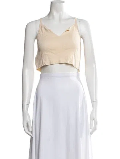 Pre-owned Éterne V-neck Sleeveless Crop Top In Neutrals