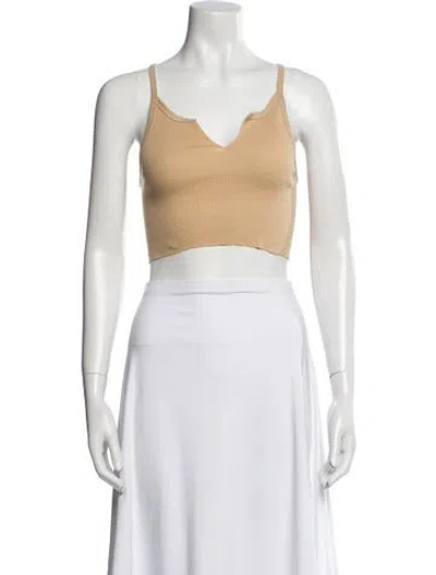 Pre-owned Éterne V-neck Sleeveless Crop Top In White